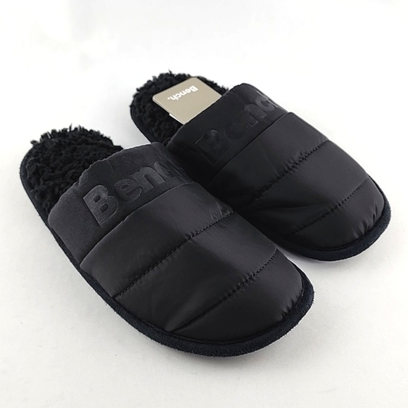 BENCH Kids Black Sherpa Quilted Puffer Slide On Slippers Fiber  Fill Size S / M - Picture 2 of 10